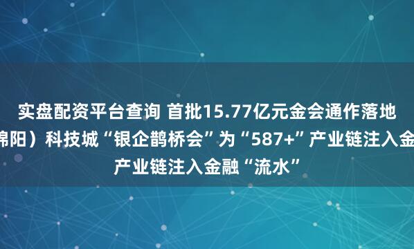 实盘配资平台查询 首批15.77亿元金会通作落地！中国（绵阳）科技城“银企鹊桥会”为“587+”产业链注入金融“流水”